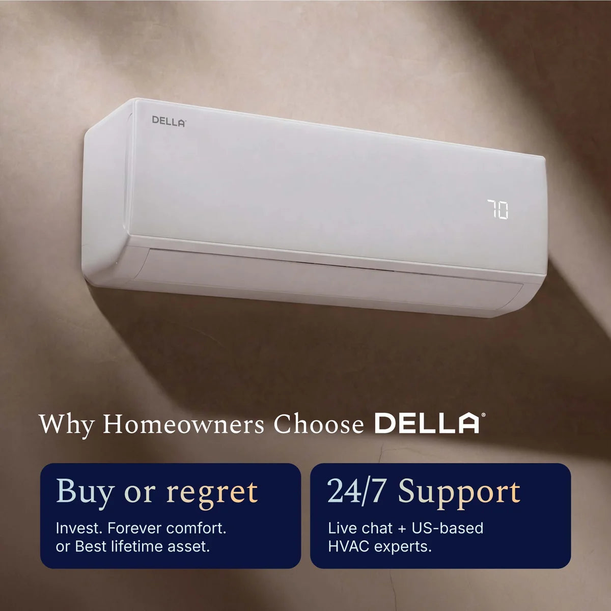 DELLA Econo Series 17000 BTU 17 SEER2 Mini Split Heat Pump AC - Up to 1000 Sq.Ft.
