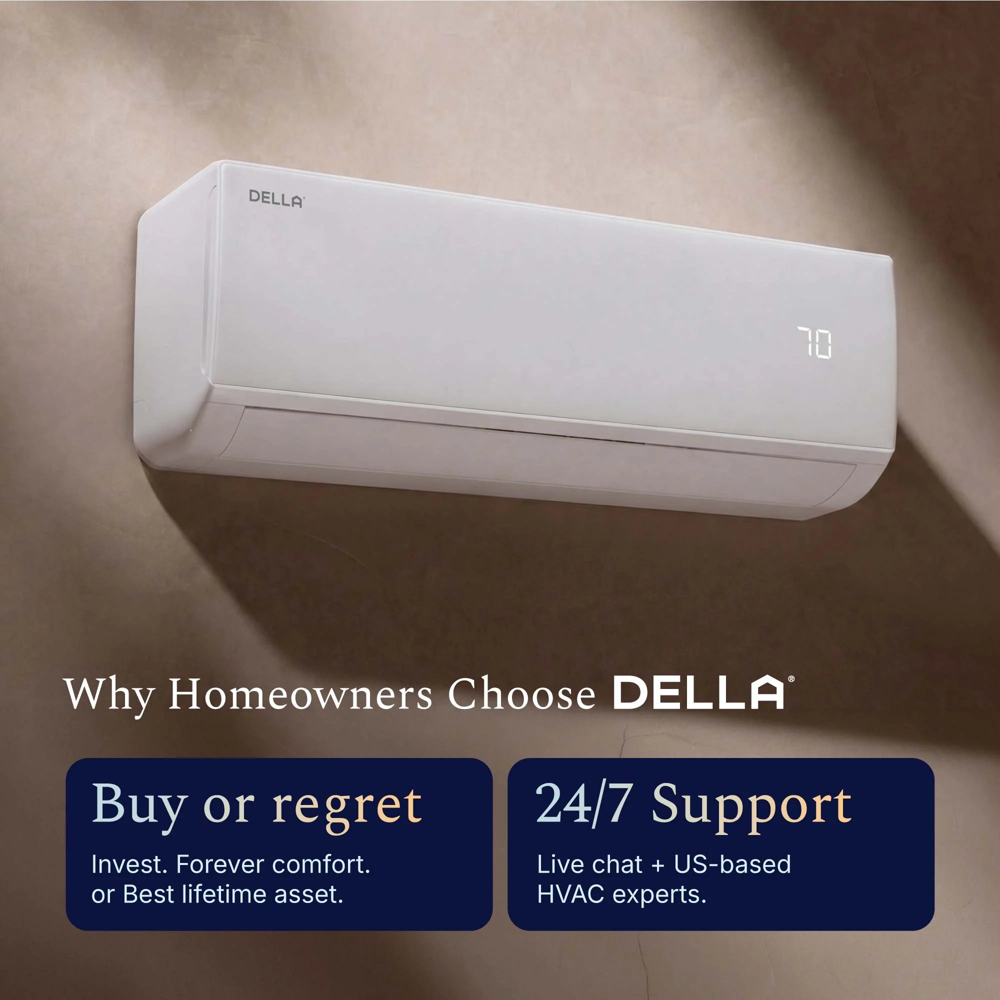 DELLA Econo Series 11500 BTU 17 SEER2 Mini Split Heat Pump AC - Up to 550 Sq.Ft.