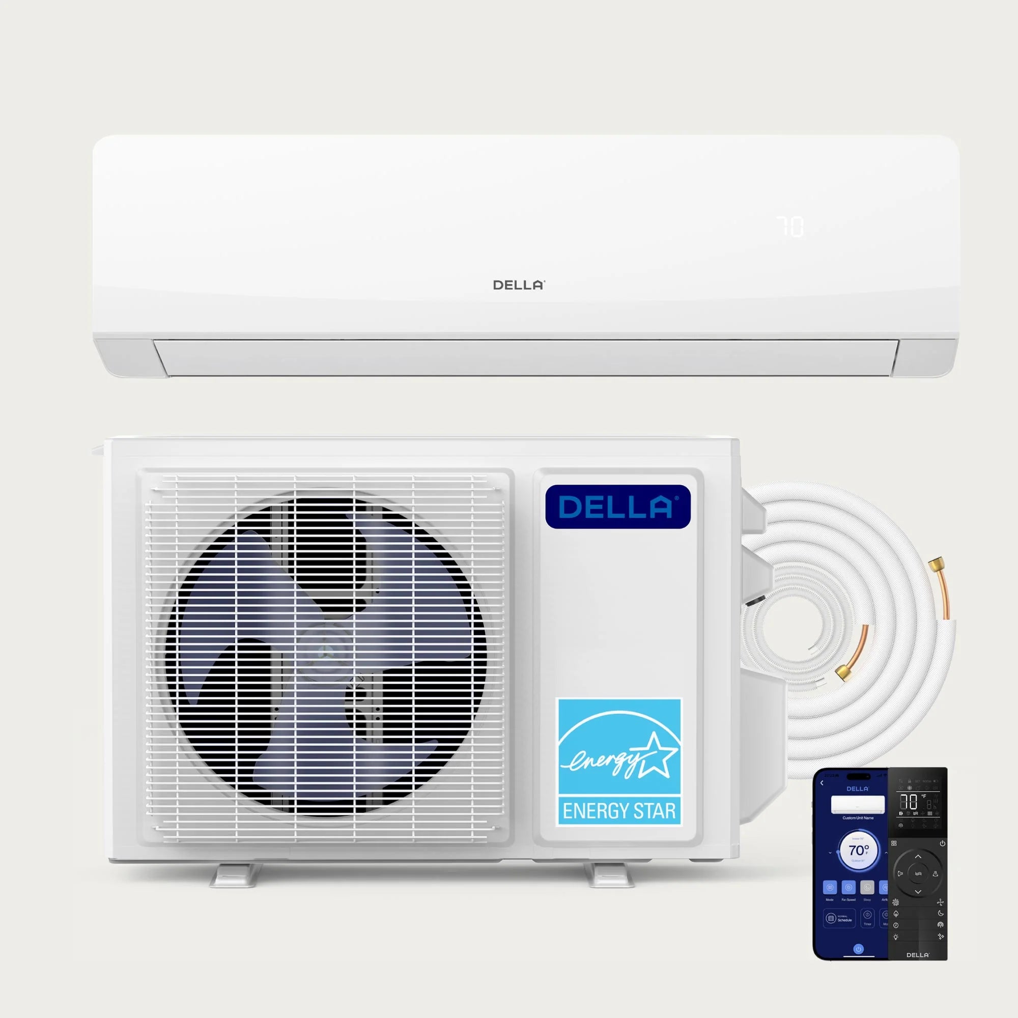 DELLA Umbra Series 9100 BTU 20.5 SEER2 Mini Split Heat Pump AC - Up to 400 Sq.Ft.