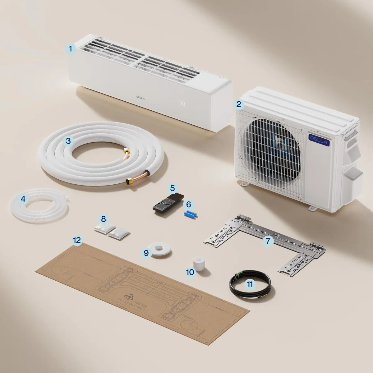 DELLA Vita Series 18000 BTU 20 SEER2 Mini Split Heat Pump AC - Up to 1000 Sq.Ft.