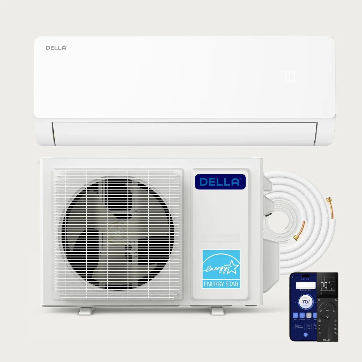DELLA Vita Series 9000 BTU 21 SEER2 Mini Split Heat Pump AC - Up to 400 Sq.Ft.