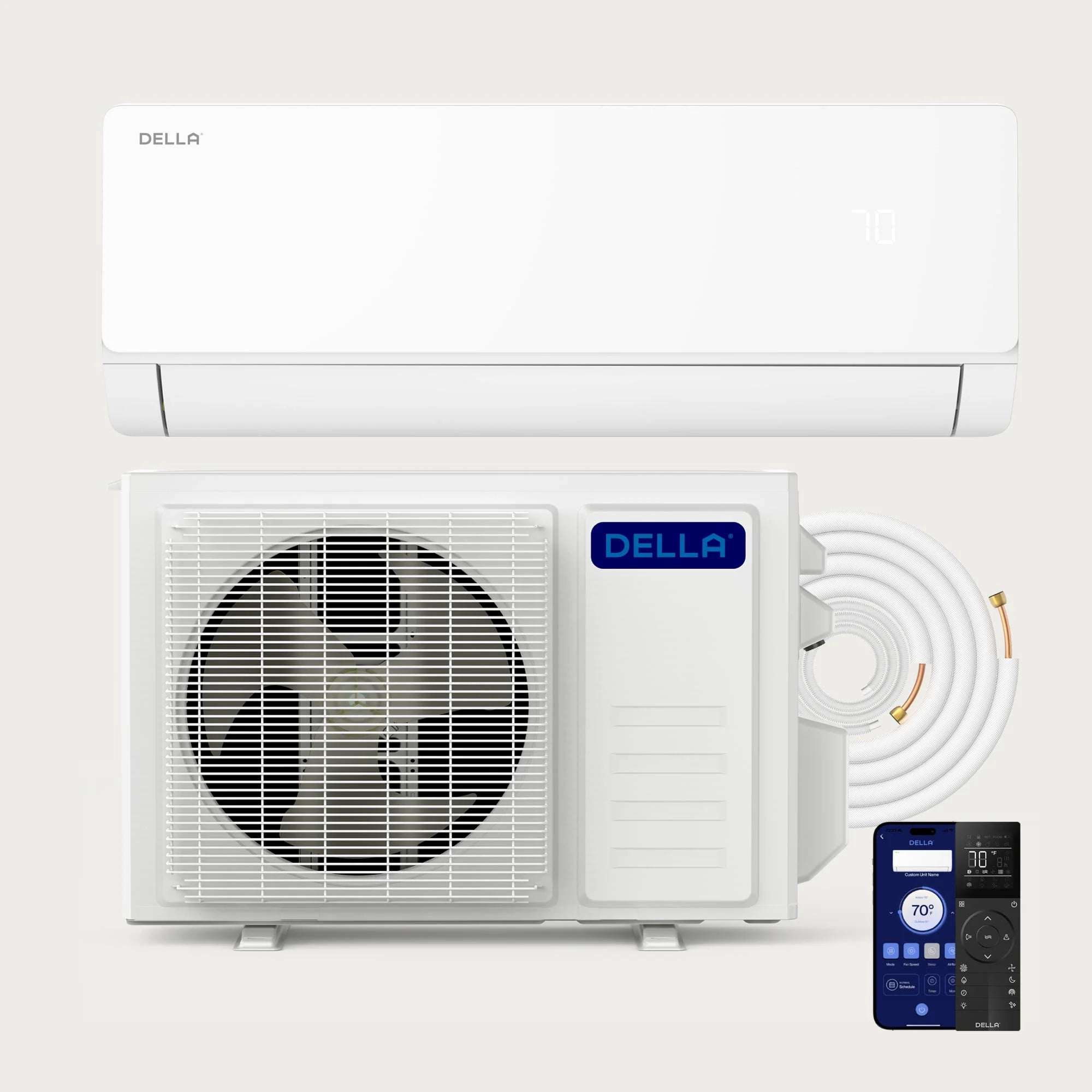 DELLA Vita Series 24000 BTU 20 SEER2 Mini Split Heat Pump AC - Up to 1500 Sq.Ft.