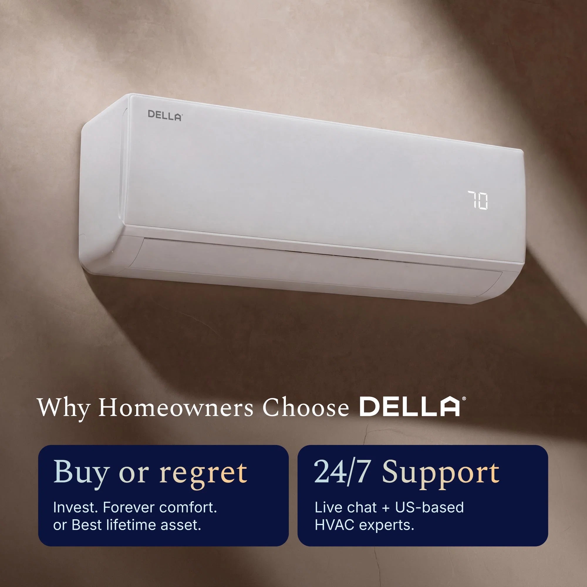 DELLA Vita Series 24000 BTU 20 SEER2 Mini Split Heat Pump AC - Up to 1500 Sq.Ft.