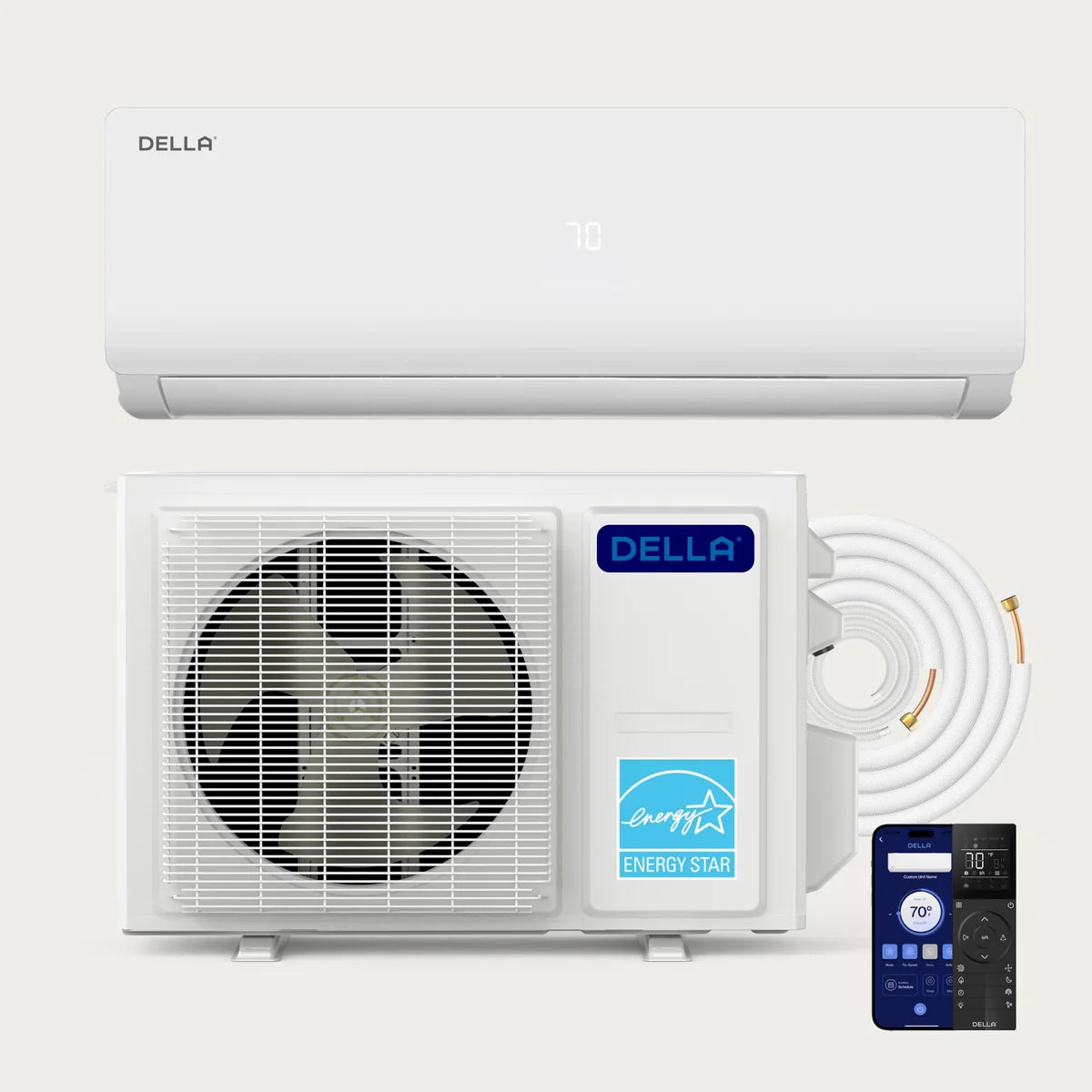 DELLA Vita Series 9000 BTU 20 SEER2 Mini Split Heat Pump AC - Up to 400 Sq.Ft.