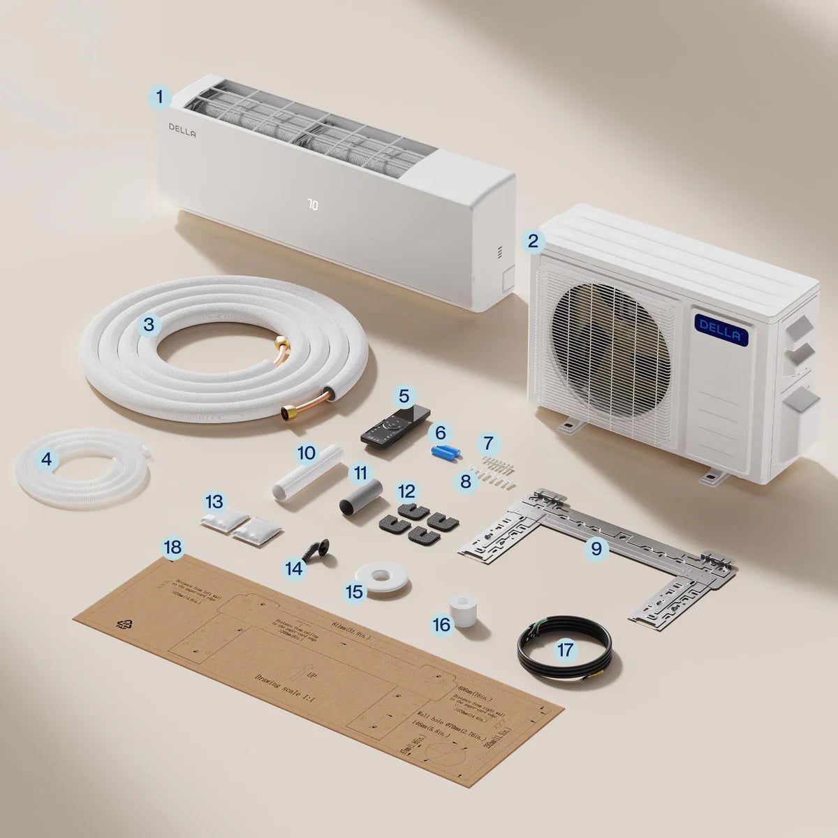 DELLA Vita Series 9000 BTU 20 SEER2 Mini Split Heat Pump AC - Up to 400 Sq.Ft.