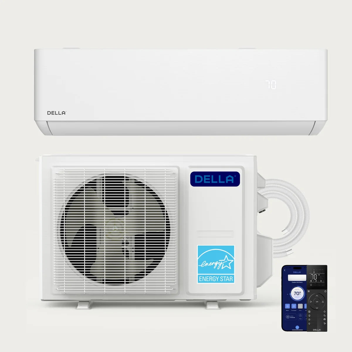 DELLA Optima CloudAir Series 18000 BTU 23 SEER2 Ultra Heat Mini Split AC - Up to 1000 Sq.Ft.