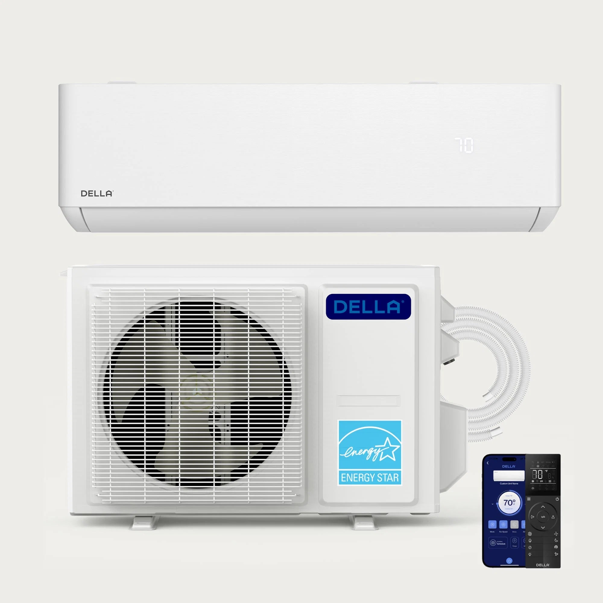 DELLA Optima CloudAir Series 12000 BTU 24 SEER2 Ultra Heat Mini Split AC - Up to 550 Sq.Ft.