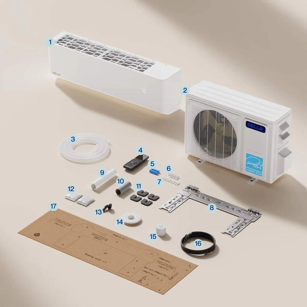 DELLA Optima CloudAir Series 9000 BTU 23 SEER2 Ultra Heat Mini Split AC - Up to 400 Sq.Ft.