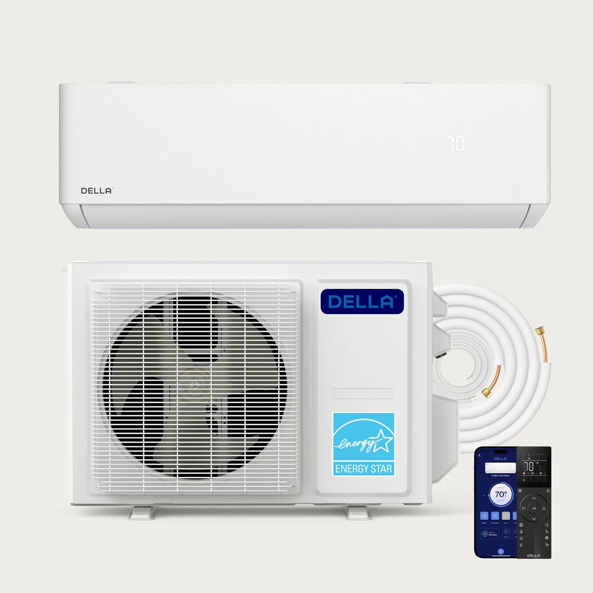 DELLA Optima Pro CloudAir Series 18000 BTU 23.5 SEER2 Ultra Hyper Heat Mini Split AC - Up to 1000 Sq.Ft.