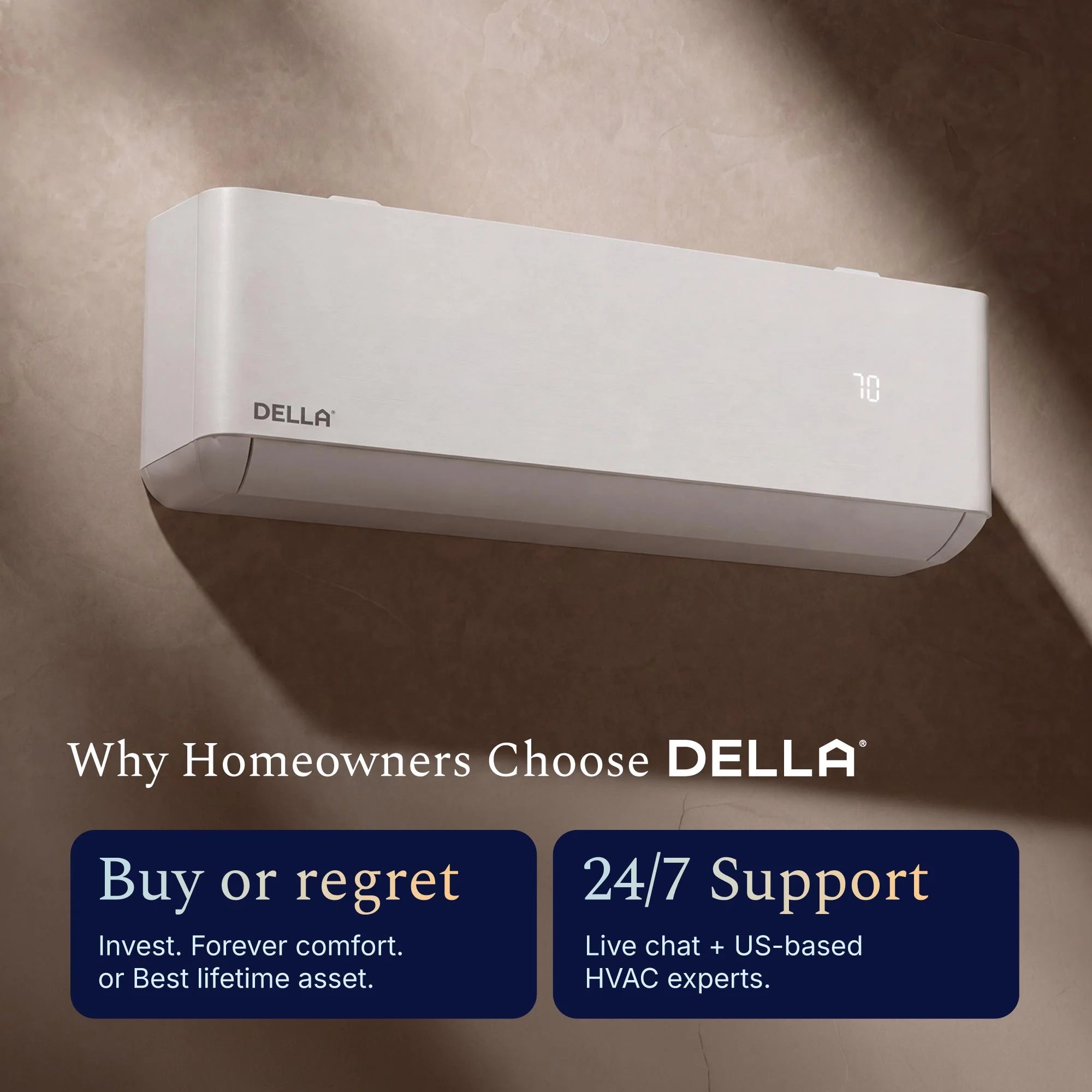 DELLA Optima Pro CloudAir Series 18000 BTU 23.5 SEER2 Ultra Hyper Heat Mini Split AC - Up to 1000 Sq.Ft.