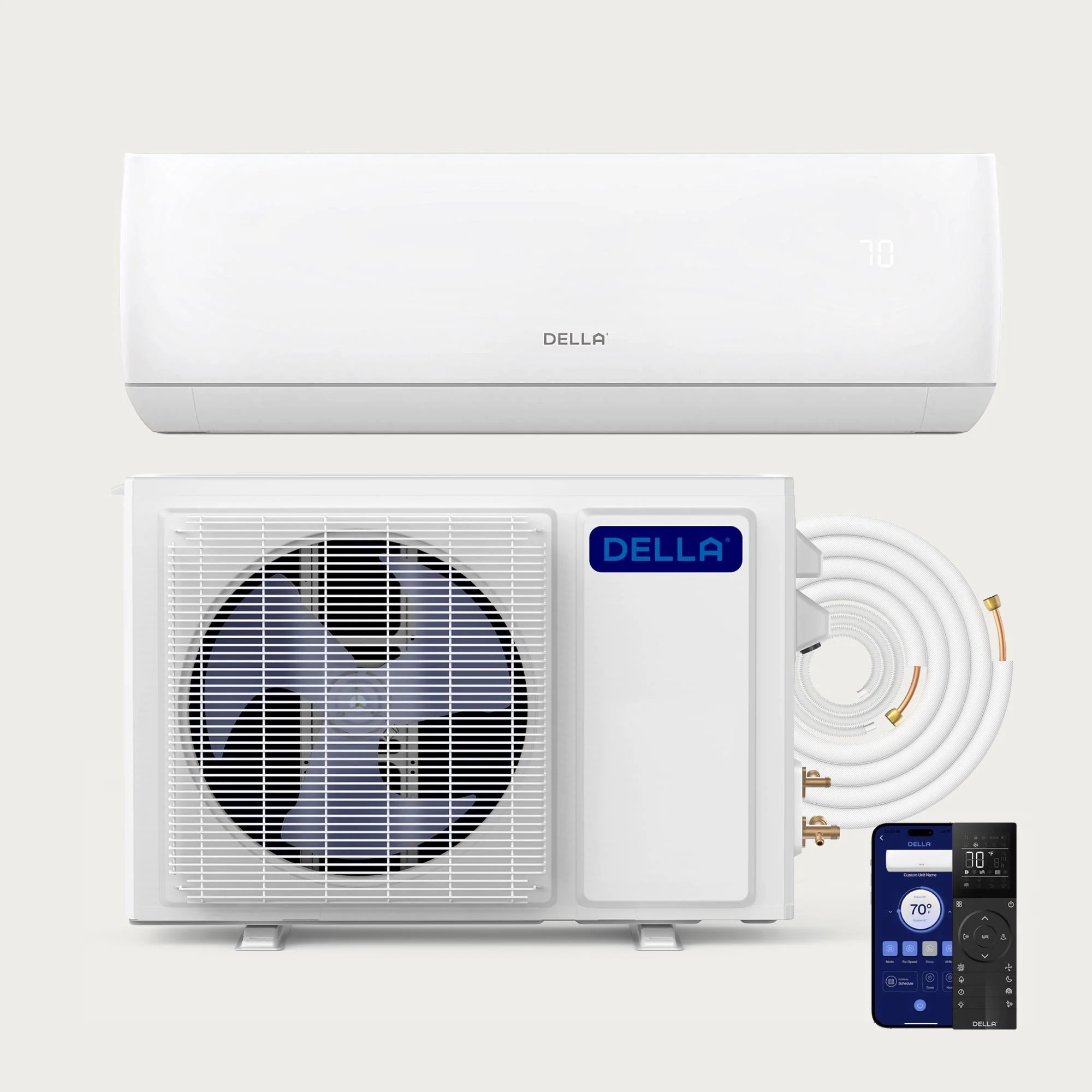 DELLA Motto Series 9100 BTU 19 SEER2 Mini Split Heat Pump AC - 230V, Up to 400 Sq.Ft.