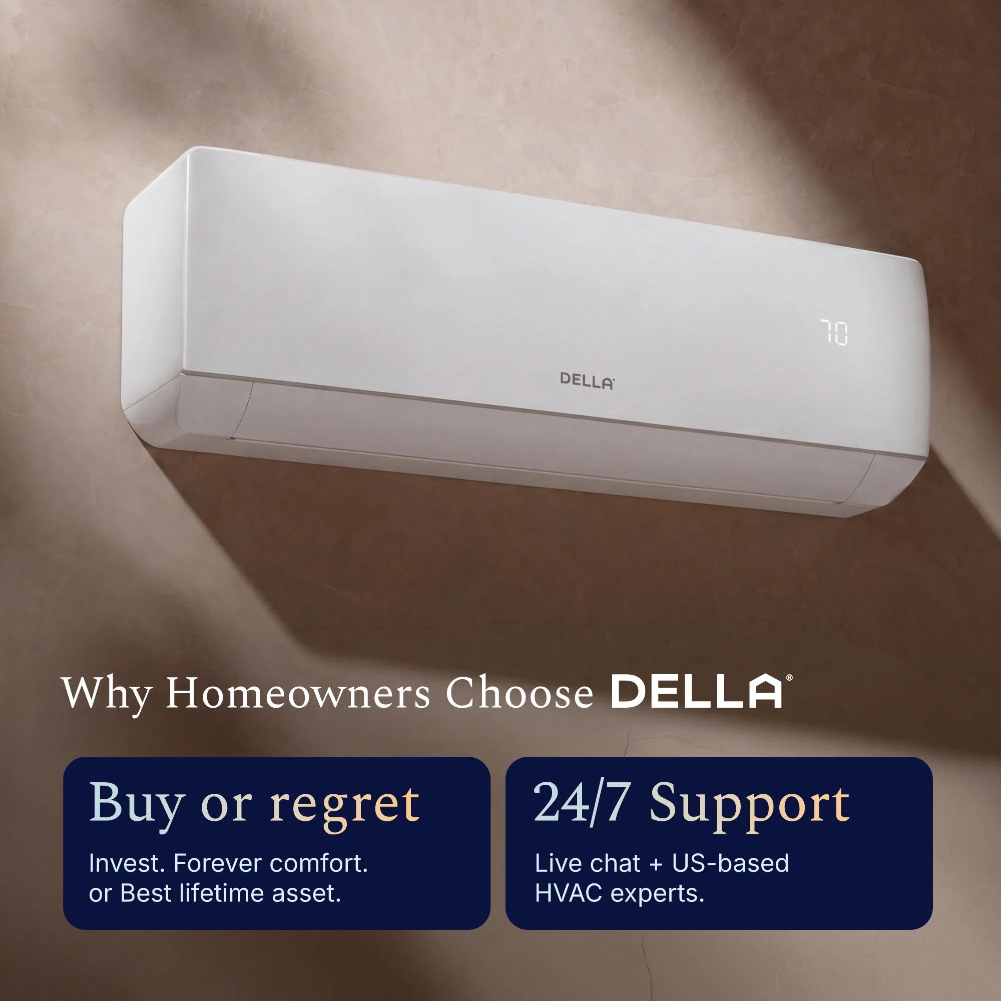 DELLA Motto Series 12000 BTU 20 SEER2 Mini Split Heat Pump AC - 115V, Up to 550 Sq.Ft.