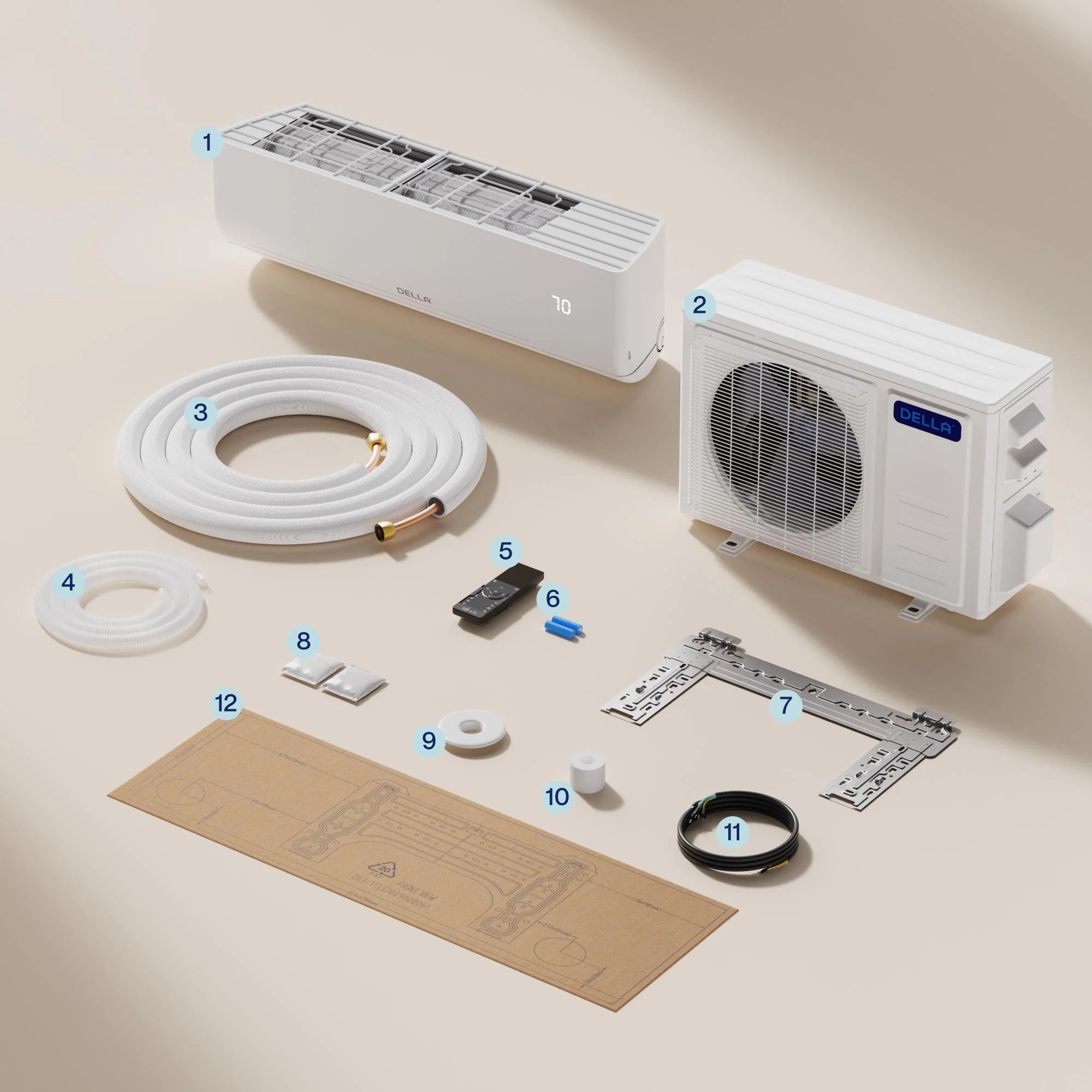 DELLA Motto Series 9100 BTU 19 SEER2 Mini Split Heat Pump AC - 230V, Up to 400 Sq.Ft.