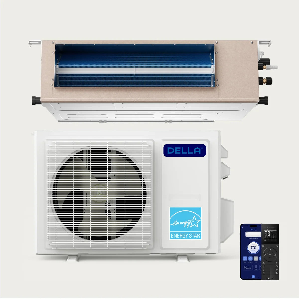 DELLA 9500 BTU 19.6 SEER2 Concealed Ducted Mini Split Air Conditioner