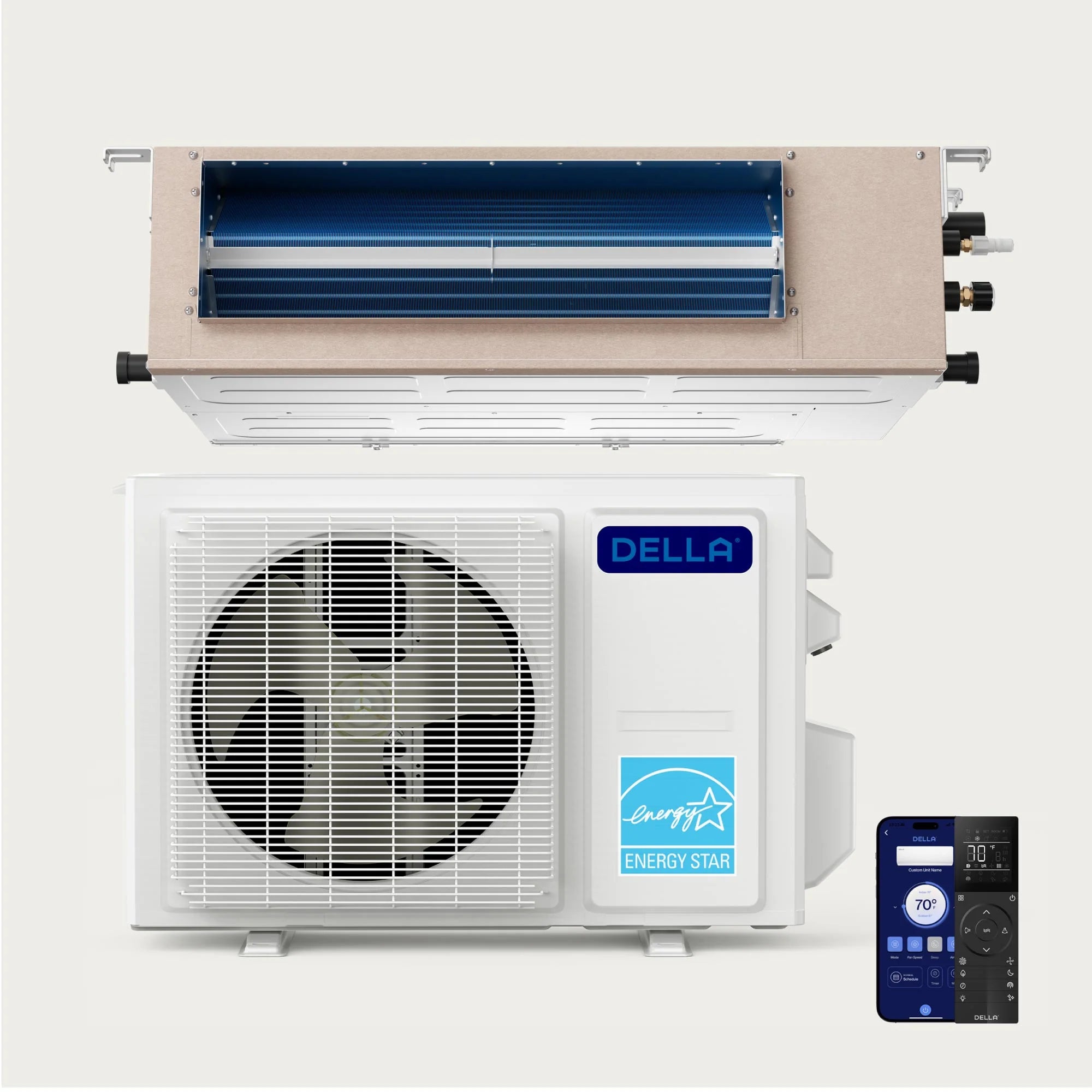 DELLA 17000 BTU 20.3 SEER2 Concealed Ducted Mini Split Air Conditioner