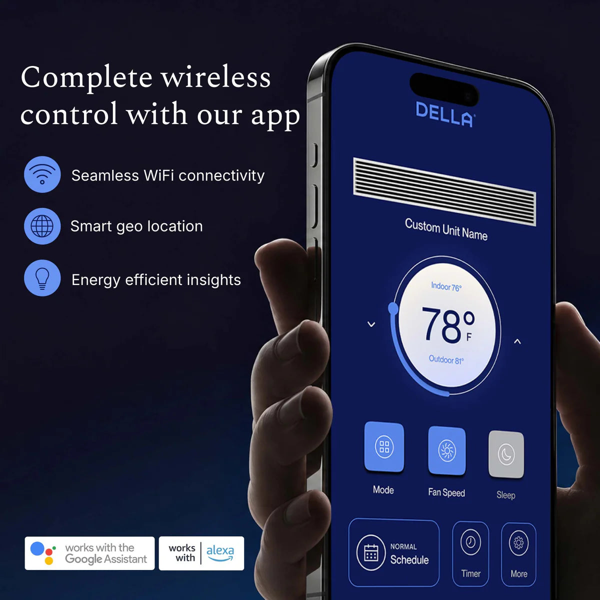 DELLA 9500 BTU 19.6 SEER2 Concealed Ducted Mini Split Air Conditioner