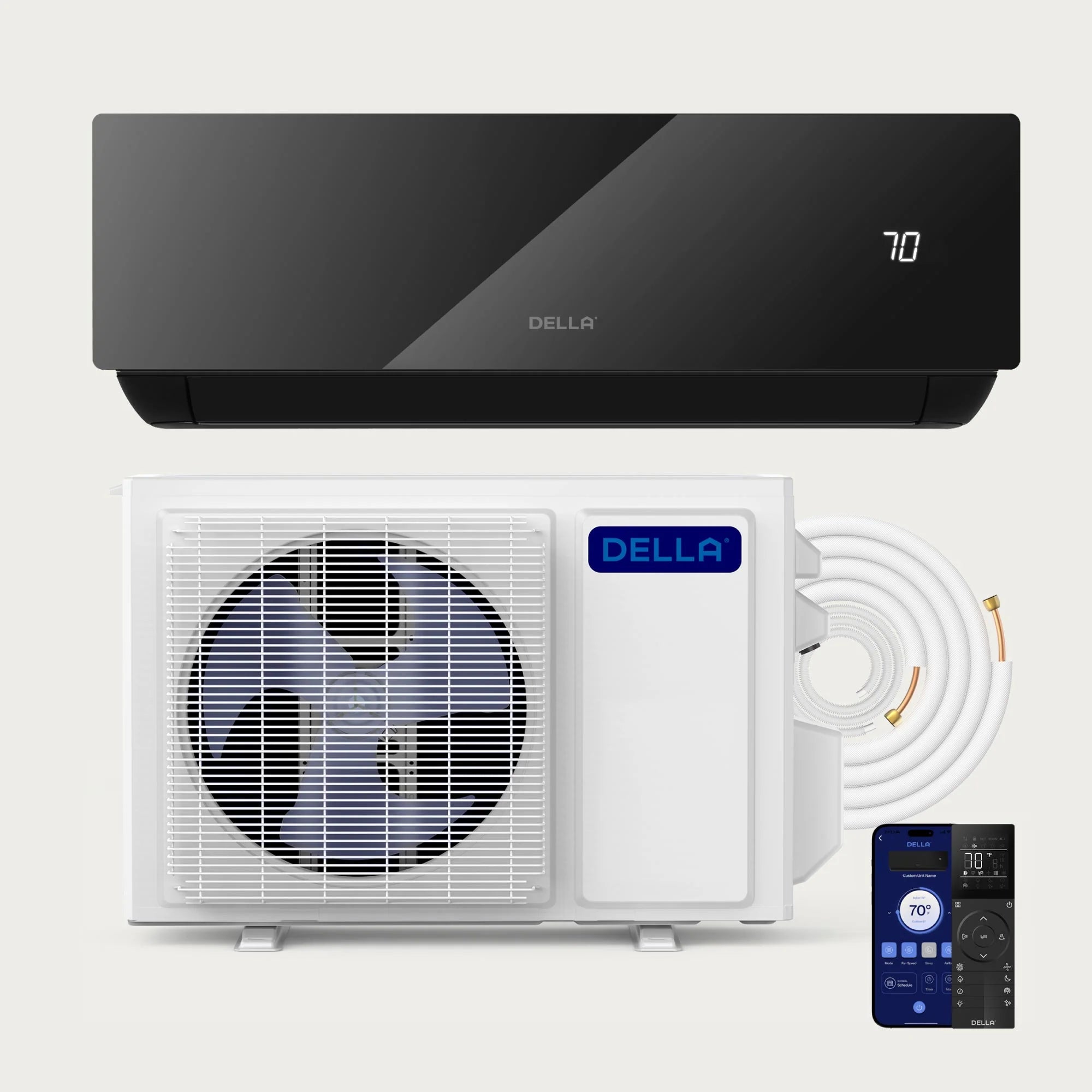 DELLA Umbra Series 12000 BTU 19 SEER2 Mini Split Heat Pump AC - Up to 550 Sq.Ft.