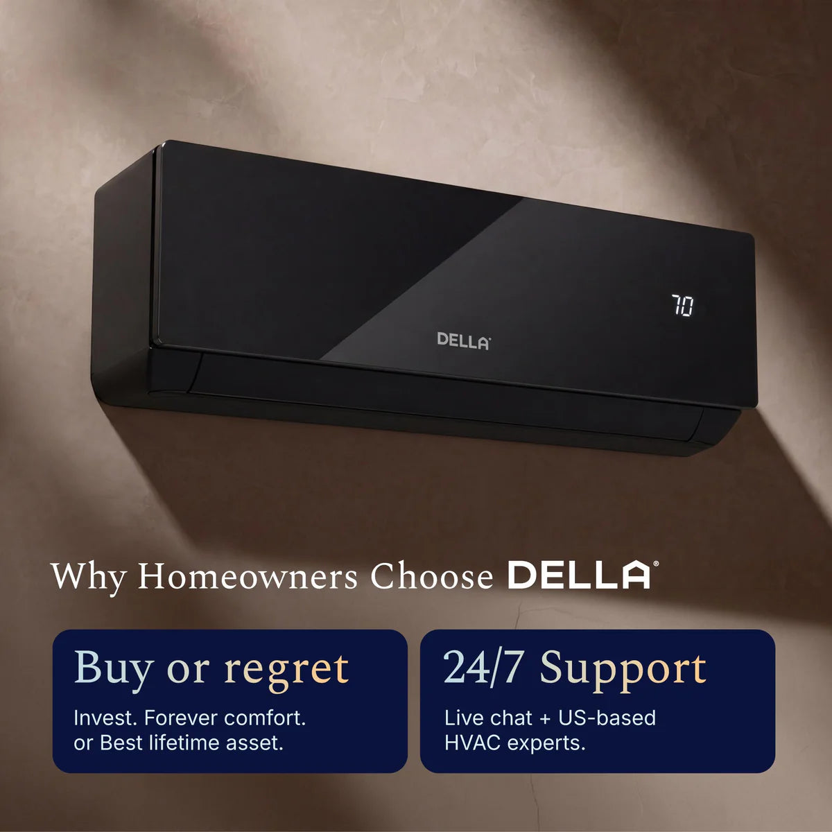 DELLA Umbra Series 9100 BTU 19 SEER2 Mini Split Heat Pump AC - Up to 400 Sq.Ft.
