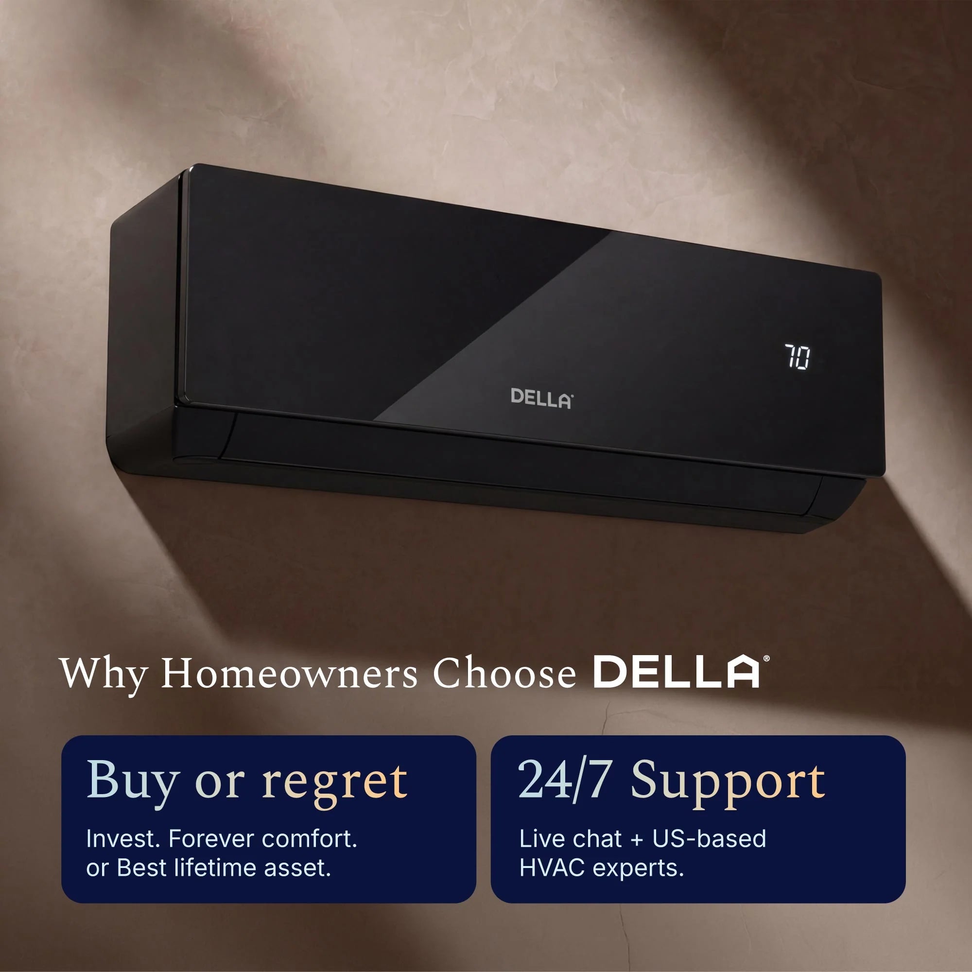 DELLA Umbra Series 12000 BTU 20 SEER2 Mini Split Heat Pump AC - 115V, Up to 550 Sq.Ft.