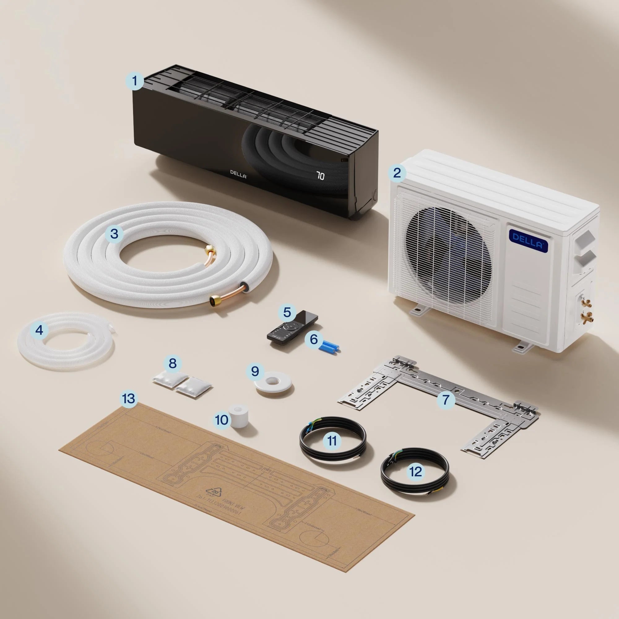 DELLA Umbra Series 18000 BTU 19 SEER2 Mini Split Heat Pump AC - Up to 1000 Sq.Ft.