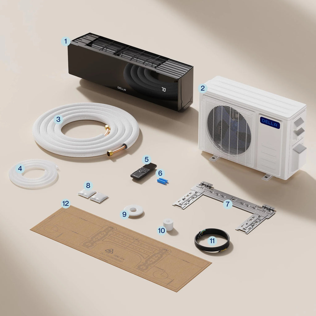 DELLA Umbra Series 12000 BTU 20 SEER2 Mini Split Heat Pump AC - 115V, Up to 550 Sq.Ft.