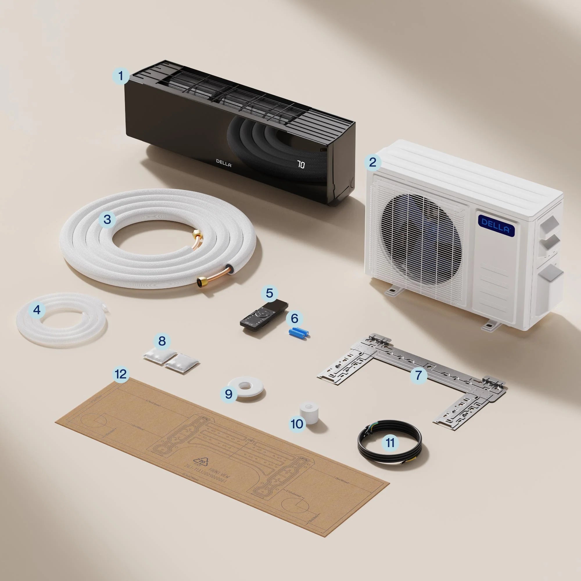 DELLA Umbra Series 23000 BTU 19 SEER2 Mini Split Heat Pump AC - Up to 1500 Sq.Ft.