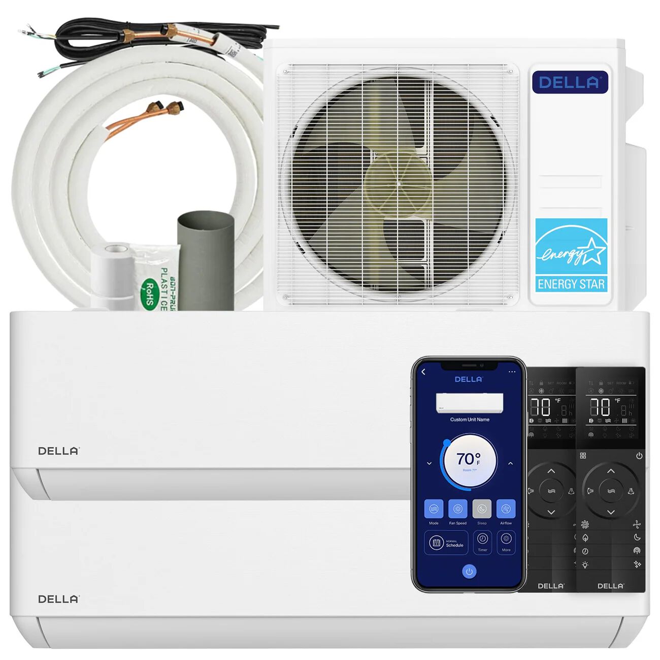 DELLA Optima Series 18,000 BTU Dual Zone Mini Split AC (12K+12K)