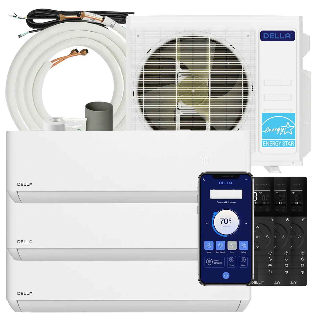 DELLA Optima Series 27,000 BTU Tri-Zone Mini Split AC (12K+12K+12K)