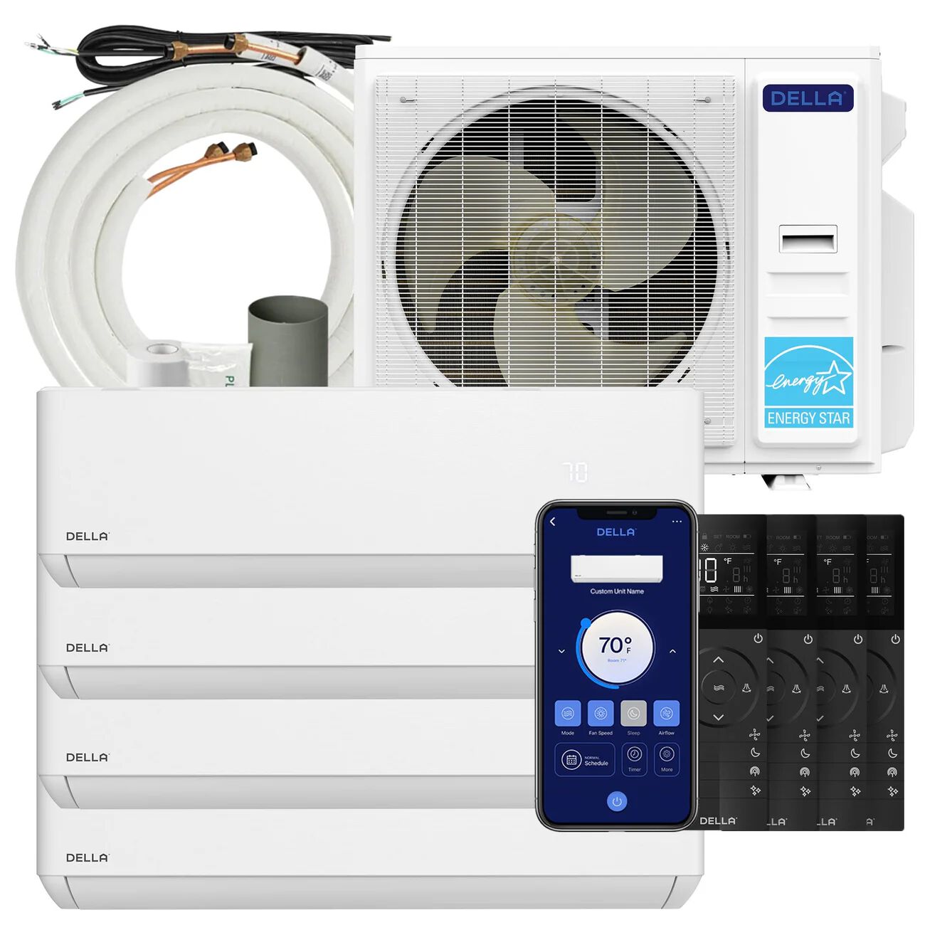DELLA Optima Series 35,000 BTU Quad Zone Mini Split AC (9K+9K+12K+12K)