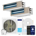 DELLA 17,000 BTU Dual Zone Concealed Ducted Mini Split Heat Pump AC (9.5K+9.5K)