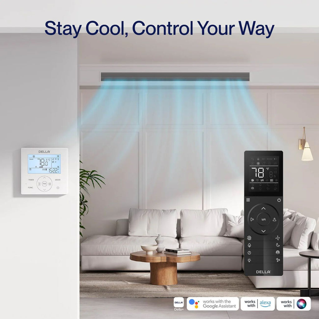 DELLA 34,000 BTU Quad Zone Concealed Ducted Mini Split Heat Pump AC (9.5K+9.5K+9.5K+9.5K)
