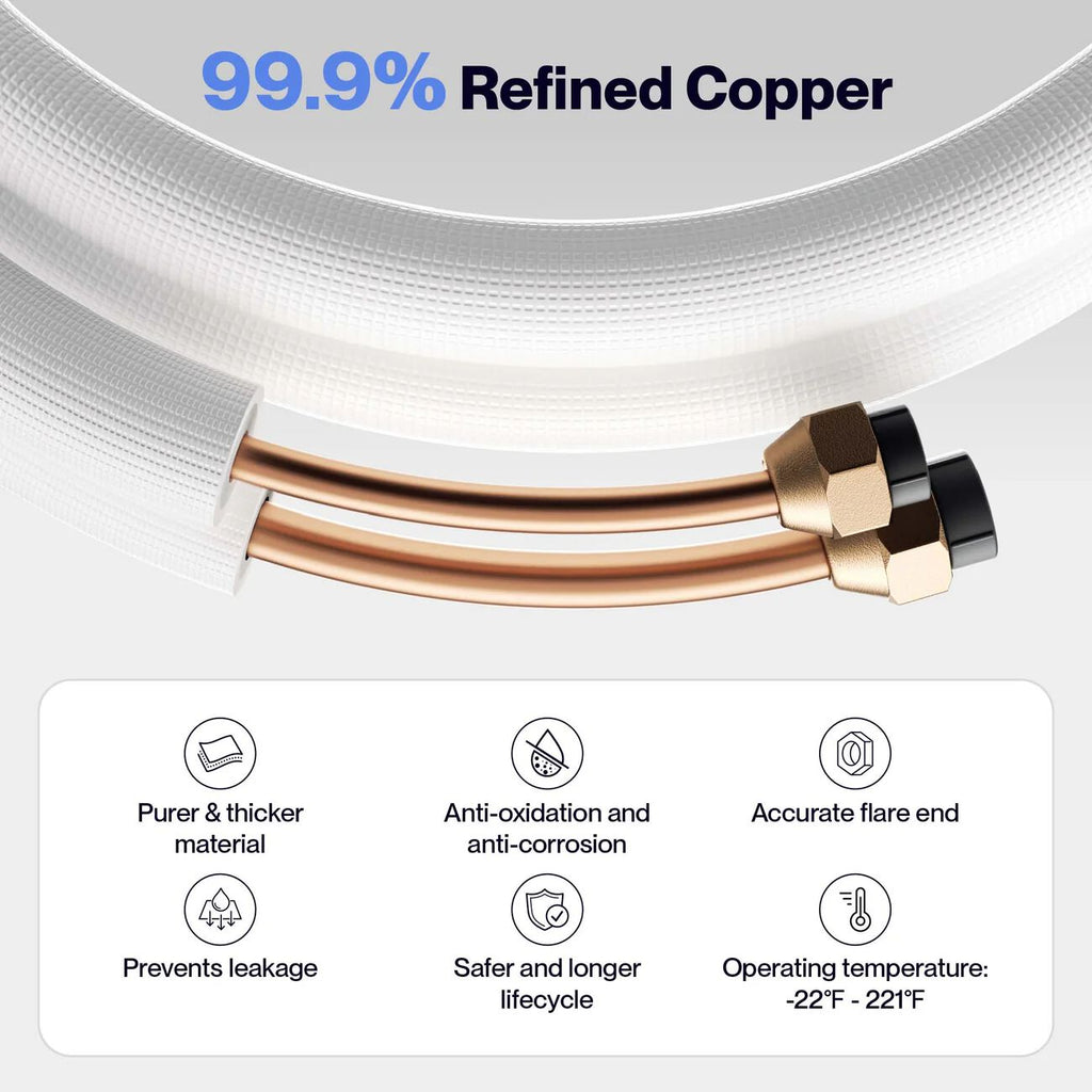 DELLA Mini Split Line Set - 16FT Line Set 3/8" and 1/4"