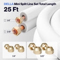 DELLA Mini Split Line Set - 25FT Line Set 3/8" and 1/4"