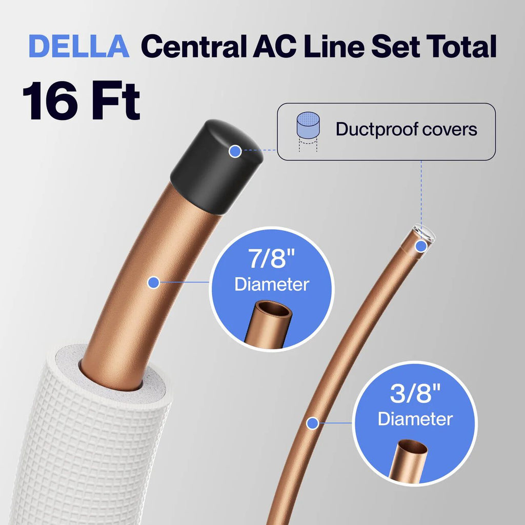 DELLA Central AC Line Set - 16FT Line Set 3/8" and 7/8"