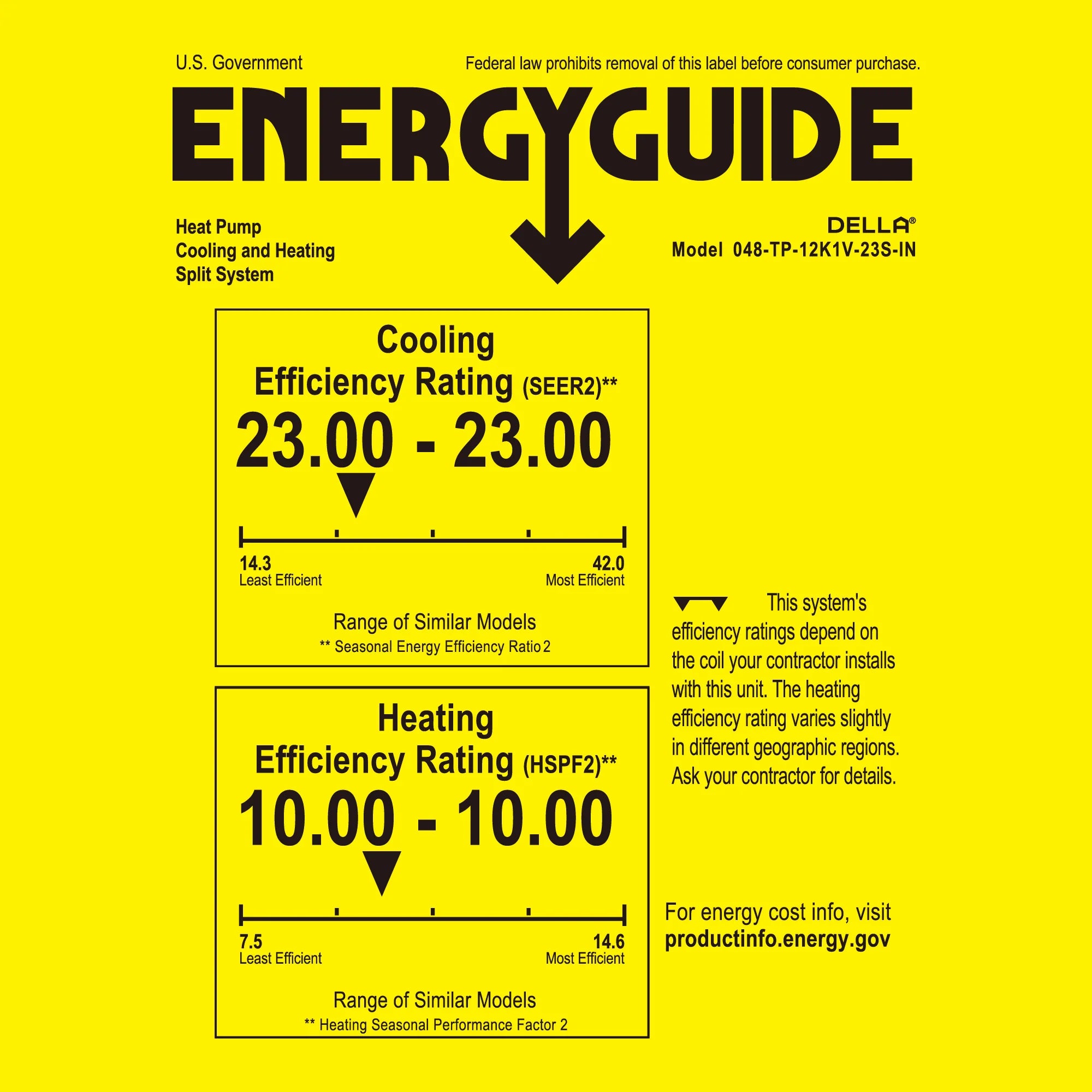 DELLA Optima Series 12000 BTU 23 SEER2 Ultra Heat Mini Split AC (R-454B) - Up to 550 Sq.Ft.