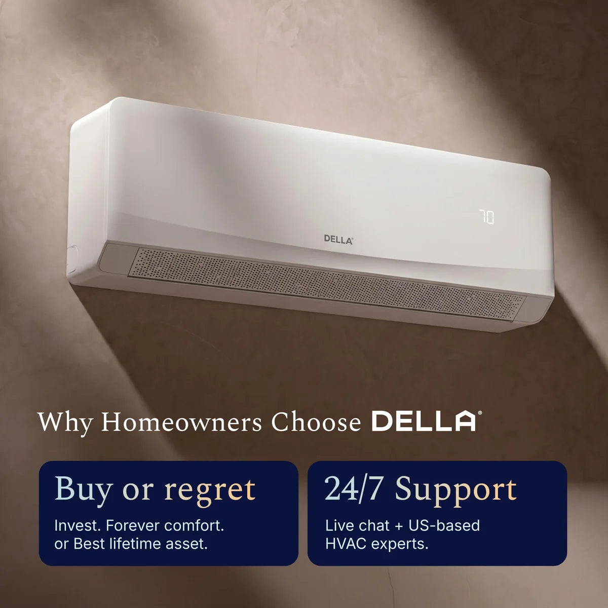 DELLA Serena CloudAir Series 9800 BTU 22 SEER2 Mini Split Heat Pump AC - Up to 400 Sq.Ft.