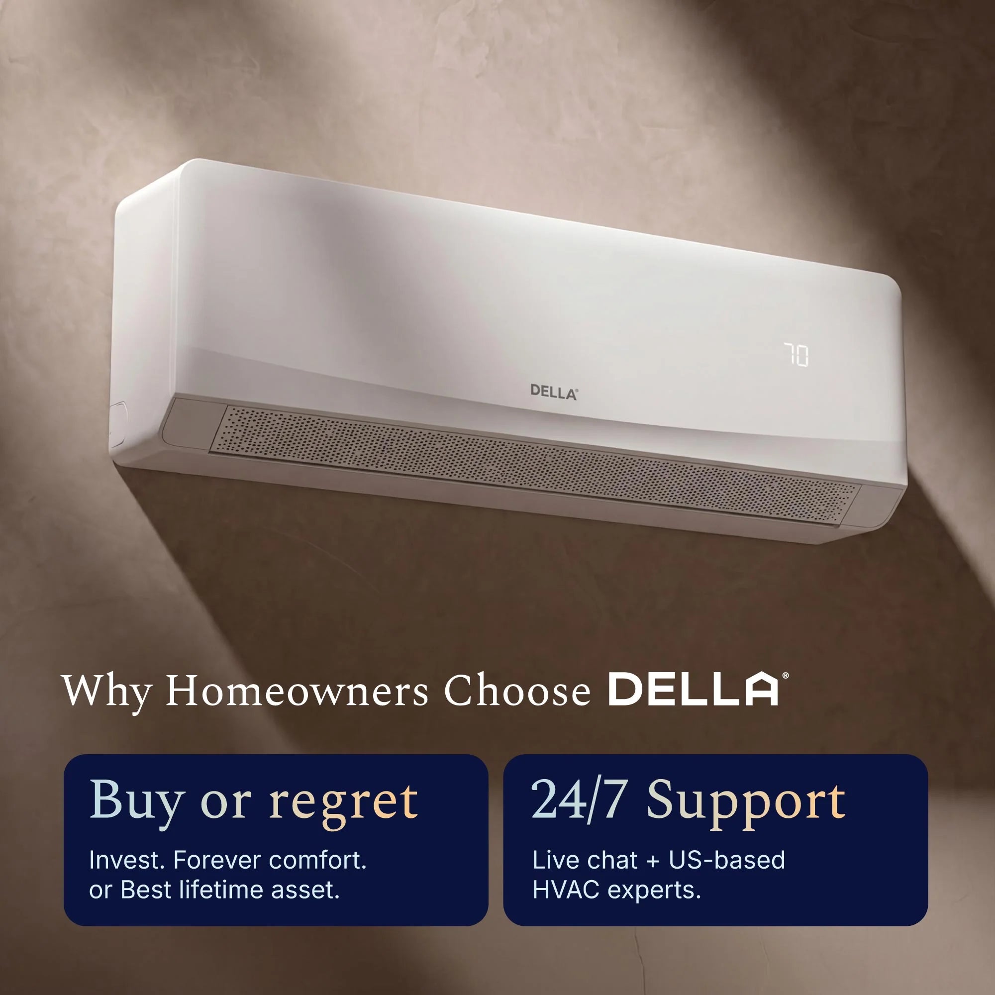 DELLA Serena CloudAir Series 12000 BTU 22 SEER2 Mini Split Heat Pump AC - Up to 550 Sq.Ft.